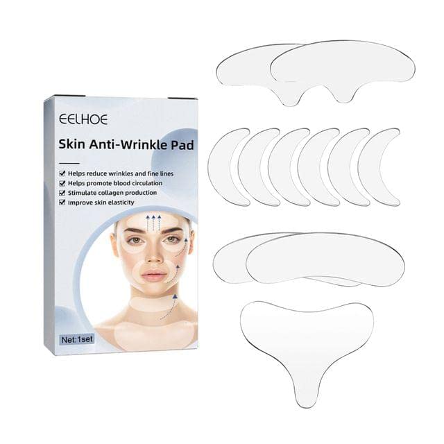 Boxania® Eelhoe Skin Anti-wrinkle Pad Set Silicone Chest Pad Neck Pad Eye Pad Forehead Pad Shaping,1 set