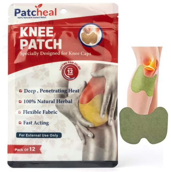 Patcheal™ 12 Knee Pain Relief Patches (Specially Designed for Knee Joints) | 100% Safe & Natural Knee Pain Relief Products | INSTANT RELIEF | NO SIDE EFFECTS