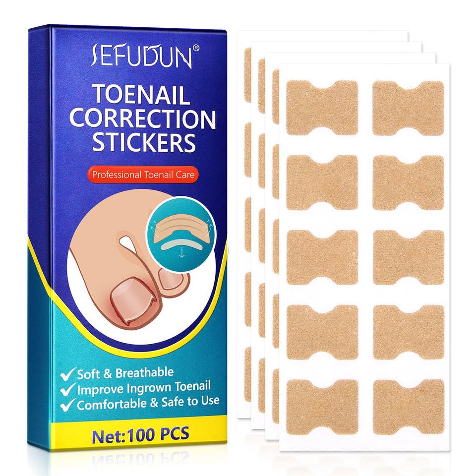 Boxania® 100 pcs Ingrown Toenail Sticker, Nail Correction Sticker, Toenail Correction Sticker, Professional Nail Correction Sticker, Foot CareTool With Nail File And Cuticle Pusher