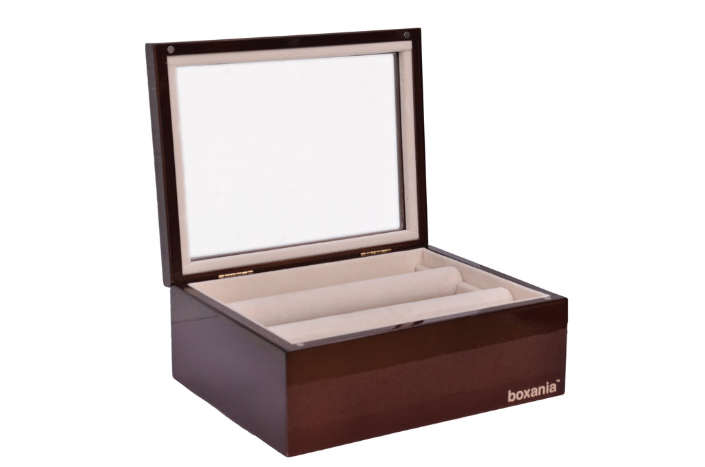 Boxania Wooden Bangles/Jewelry Organiser/Box in Glossy British Walnut Finish