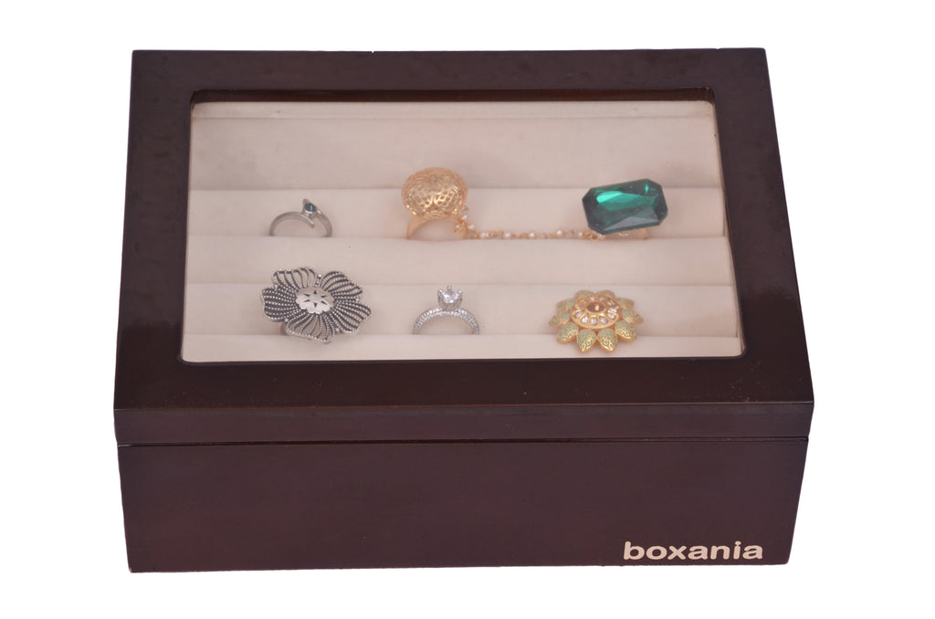 Boxania Wooden Rings Box High Glossy British Walnut Finish