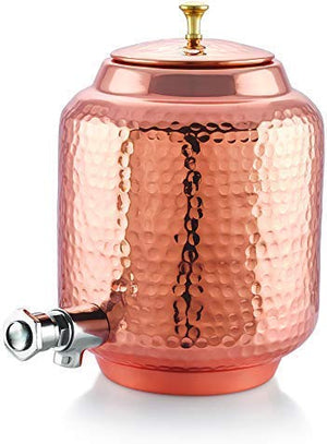 Copper Hammered Water Pot with Tap 4500 ML