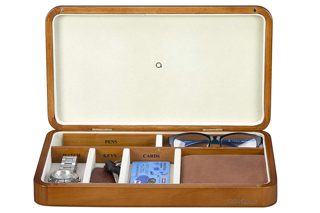 Premium Wooden Pocket Changer - Desktop Organiser