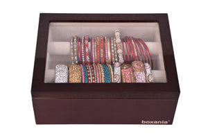 Boxania Wooden Bangles/Jewelry Organiser/Box in Glossy British Walnut Finish
