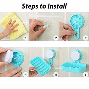 Single Layer Soap Box Suction Cup Bathroom Hanging Tray Holder (Standard, Assorted Colour) pack of 2