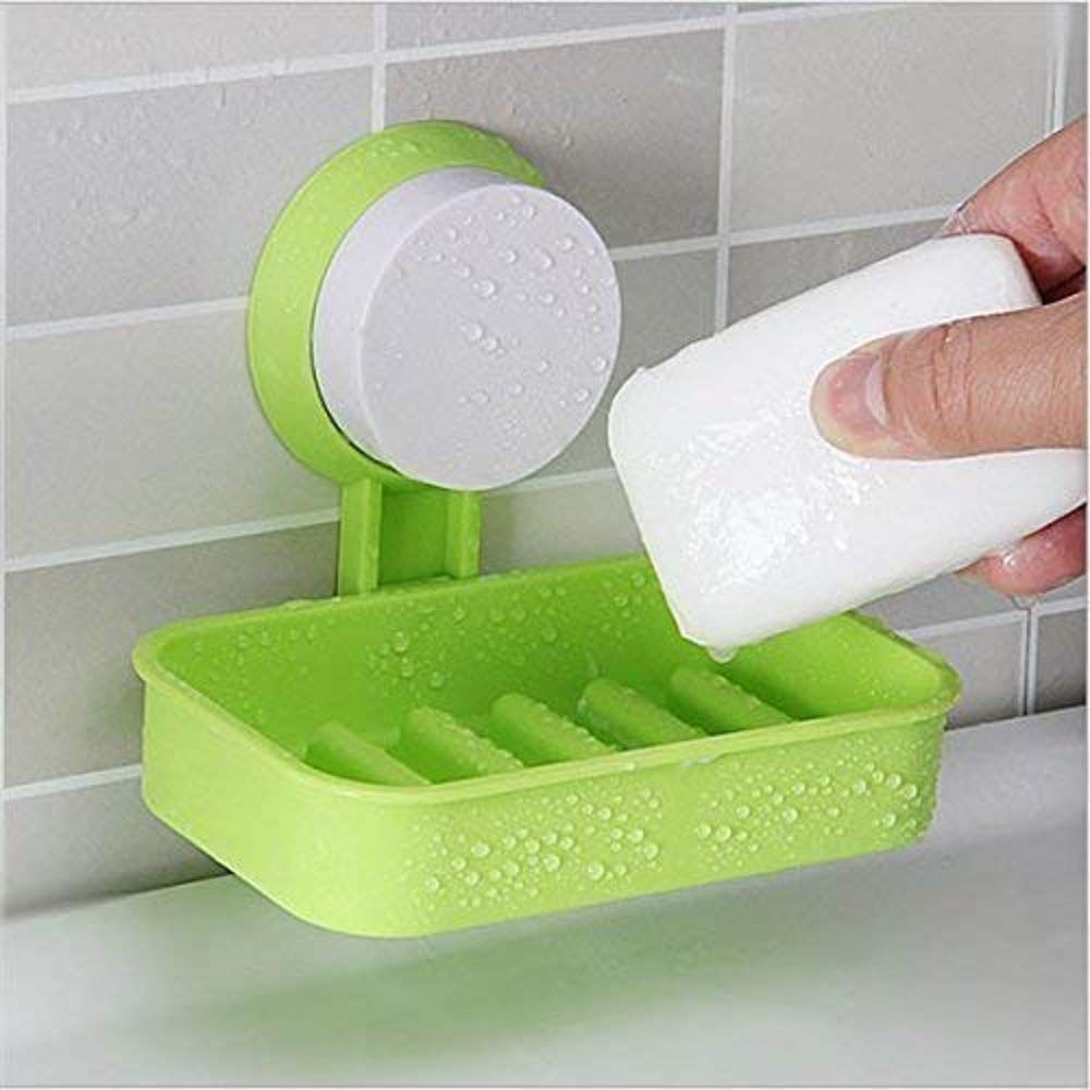 Single Layer Soap Box Suction Cup Bathroom Hanging Tray Holder (Standard, Assorted Colour) pack of 2