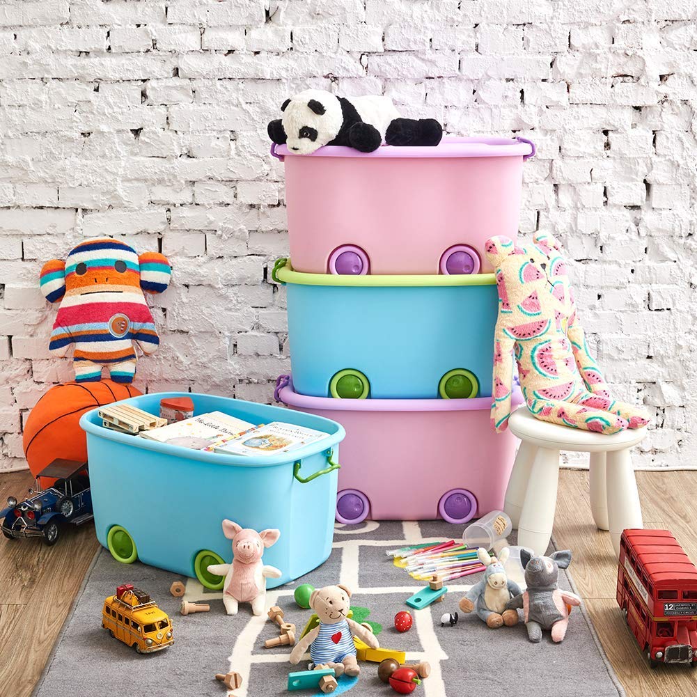 Stackable Toy Storage Box with Wheels, Big - 1 pc