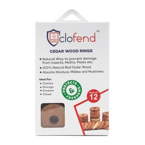 Clofend™ Natural Cedar Wood Rings Repellent |   Aromatic Cedar Blocks Moth Balls Clothes Protection Wardrobe Drawers Freshener [Pack of 12]