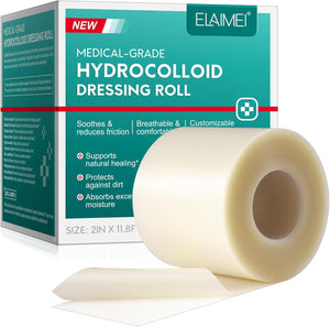 Hydrocolloid Dressings 5cm x 3.6m,Hydrocolloid Dressing Roll for Wound Care, Supports Natural Healing, Ultra Absorbent, Reduces Friction, Breathable,