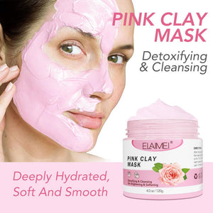 Boxania® Pink Clay Face Mask For Men and Women with Vitamin C & E | Natural Kaolin Clay Face Pack | Wrinkles, Tan, Blackheads & Skin Cleansing | All Skin Types 120gm