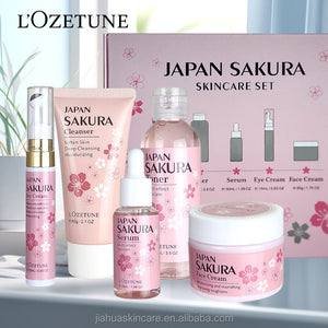 L'ozetune Skin Care Set JAPAN SAKURA Women Beauty Gift Sets Skin Care Kit with Cleanser, Toner, Serum, Eye Cream, Face Cream Kit 5pcs