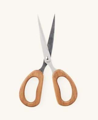 WOODEN HANDLED SCISSORS Teak wood/stainless steel.