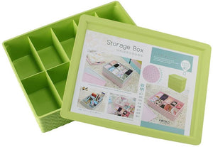 10 Grid Plastic Organizer Box Underwear socks bra Plastic Storage Box Storage Box (Green Colour))