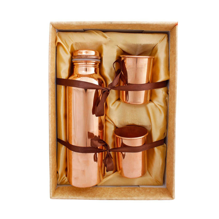 Boxania Copper Bottle with Glasses Gift Set
