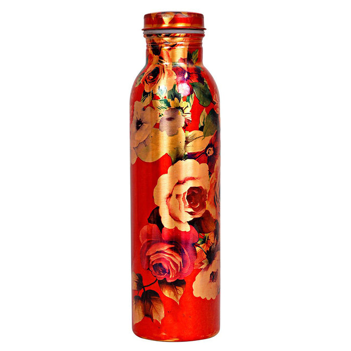 Boxania Copper Bottle with Floral Print 1L