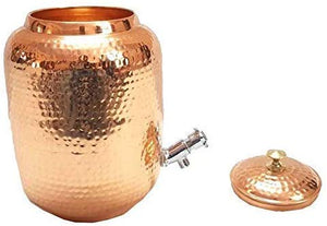 Copper Hammered Water Pot with Tap 4500 ML