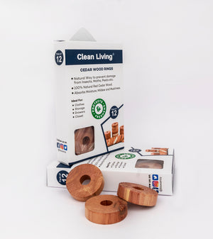 Clean Living® Natural Cedar Wood Rings Moth Repellent |Storage Accessories Cedar Rings wardrobes & Drawers Freshener [24 Pack]