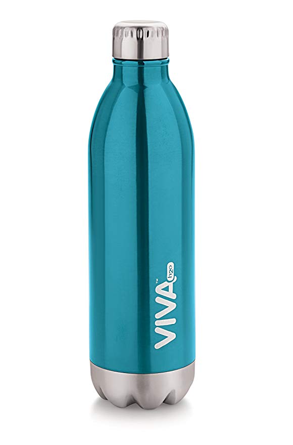 Stainless Steel Water Bottle 5035, Double Wall Vacuum Insulated Travel Mug 100% Leak & Sweat Proof BPA Free, Cold 12 Hrs / Hot 12 Hrs Perfect for Camping, Cycling, Gym, School 1000 ML by VIVA h2o