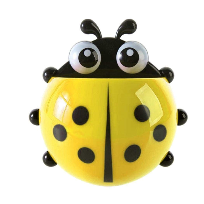 Ladybug Shape and Wall Mounting Suction Cups Toothpaste and Toothbrush Holder - 1 pc, Mix colours