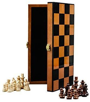 Boxania Wooden Non Magnetic Foldable High Gloss Finish Handcrafted Pieces Chess Board Game Set  (Rosewood)