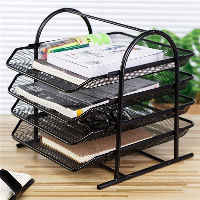 4 Tier Metal Mesh Tray A4 Documents/Files