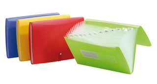 A4 Expanding File Folder ,13-Pockets with Handle, Buckle Closure and Subject Labels. (Mix Colours)