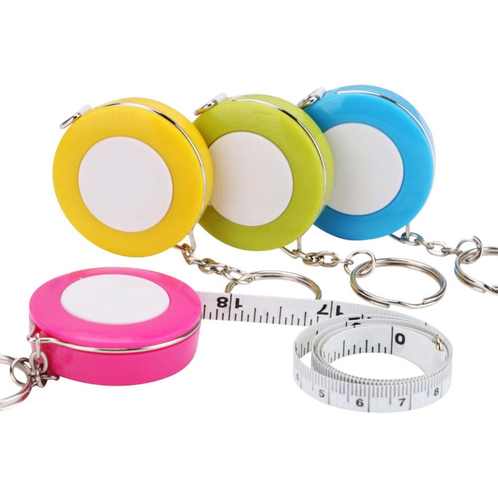 1pc Mini Retractable Tape Measure Keychain Ruler 1.5M/60in Weight Medical Body Measurement Soft Cloth Sewing Craft Measuring Tape