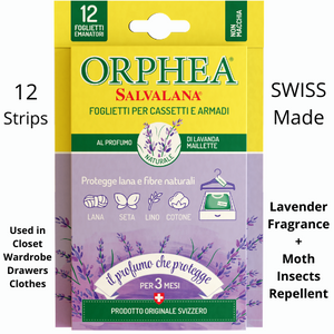 ORPHEA® 12 Moth Insects Repellent Strips for Drawers and Wardrobes I SWISS Made
