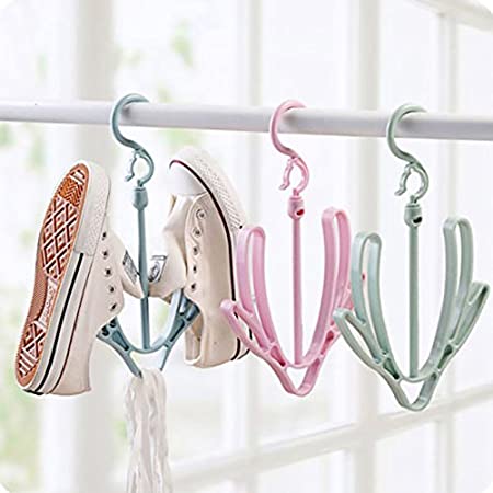 Shoes Hanger, Balcony Drying Rack, Plastic Shoe Hook for Indoor/Outdoor - Set of 2 ( Mix Colours)